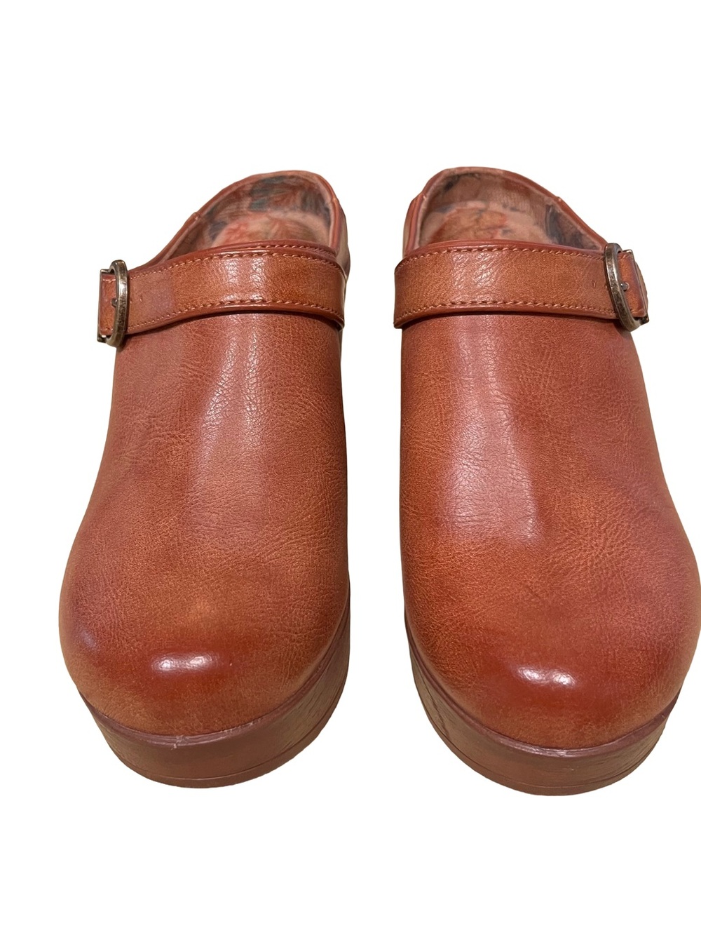 NEW Born BOC Brown Women’s Sz 6 Clogs Platform Heel Buckle Mules - Picture 2 of 9